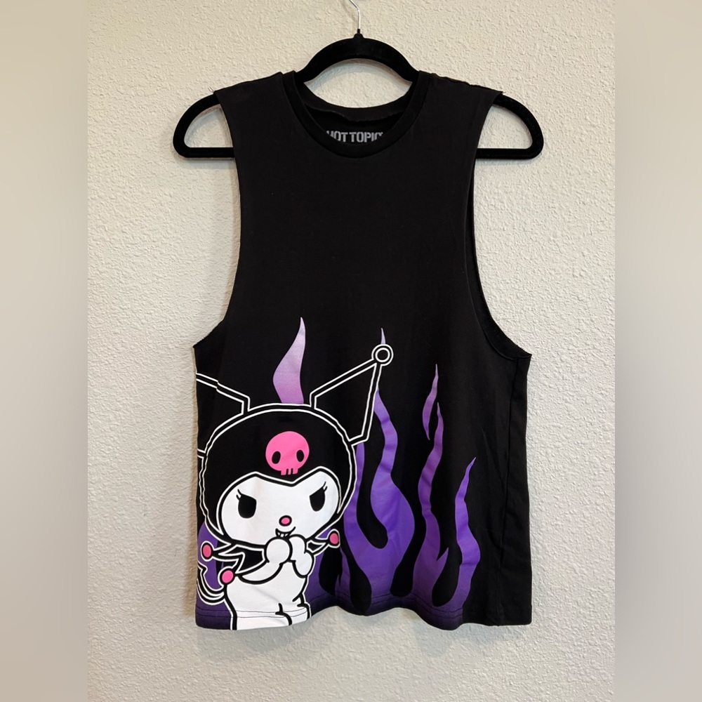 Hot Topic Kuromi Sanrio Flames Muscle Shirt Tank Sleeveless size Small - Picture 3 of 4